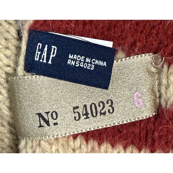 Gap Reversible Argyle Stripe Chunky Knit Scarf Alpaca Wool Blend Preppy Retro - Picture 4 of 6